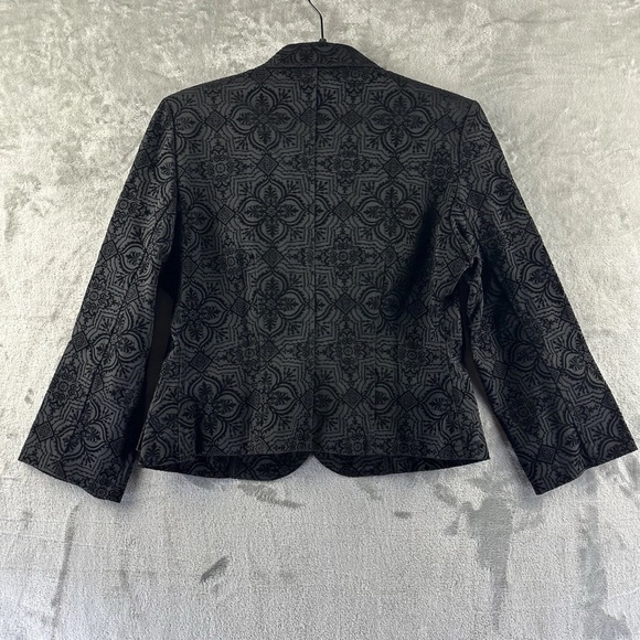 Rampage Blazer Women’s L Black w/ Velvet Textured Geometric Floral Pattern - Picture 6 of 6